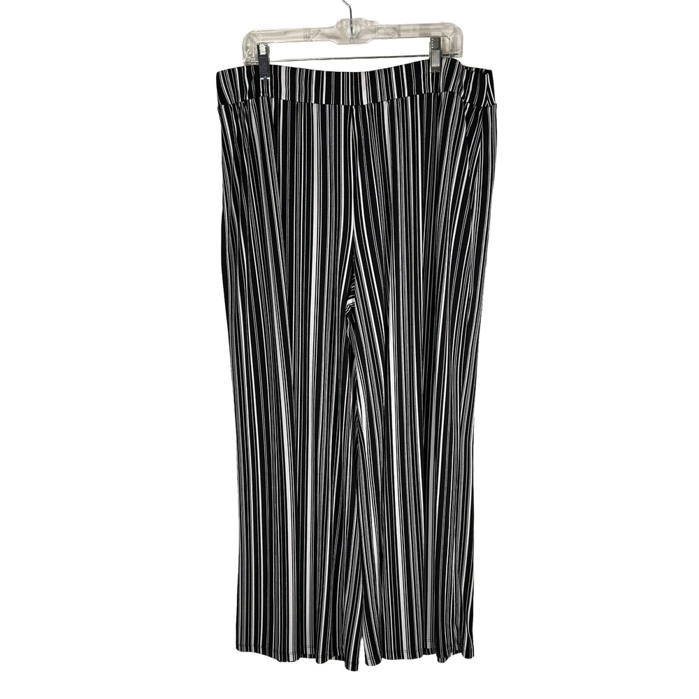 EST. 1946 Womens XL Black White Vertical Stripe Wide Leg Elastic Waist Pants